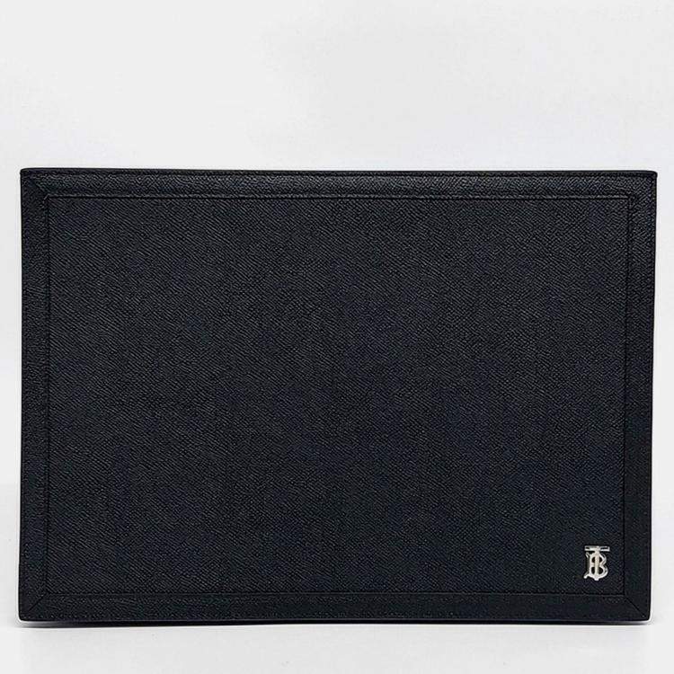 Pre Owned Burberry Black Leather Clutch
