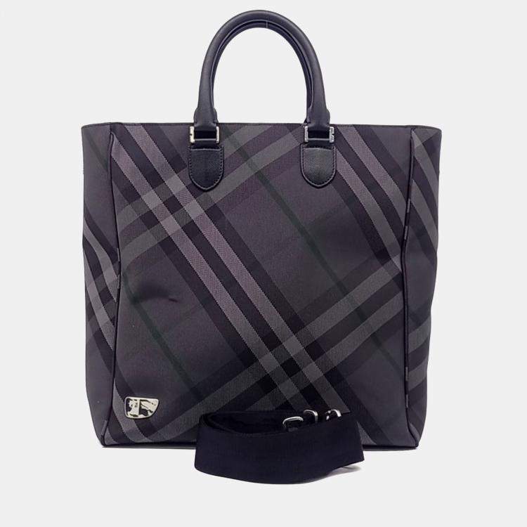 Pre Owned Burberry Black Jacquard tote and shoulder bag