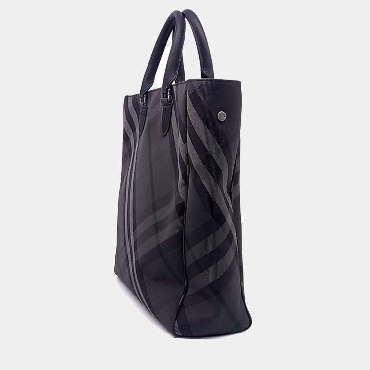 Pre Owned Burberry Black Jacquard tote and shoulder bag