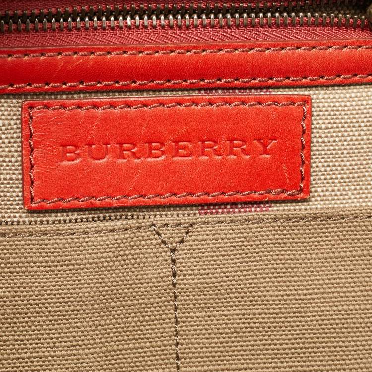 Pre Owned Burberry Baildon Red/Brown Mega Check Canvas Messenger Bag