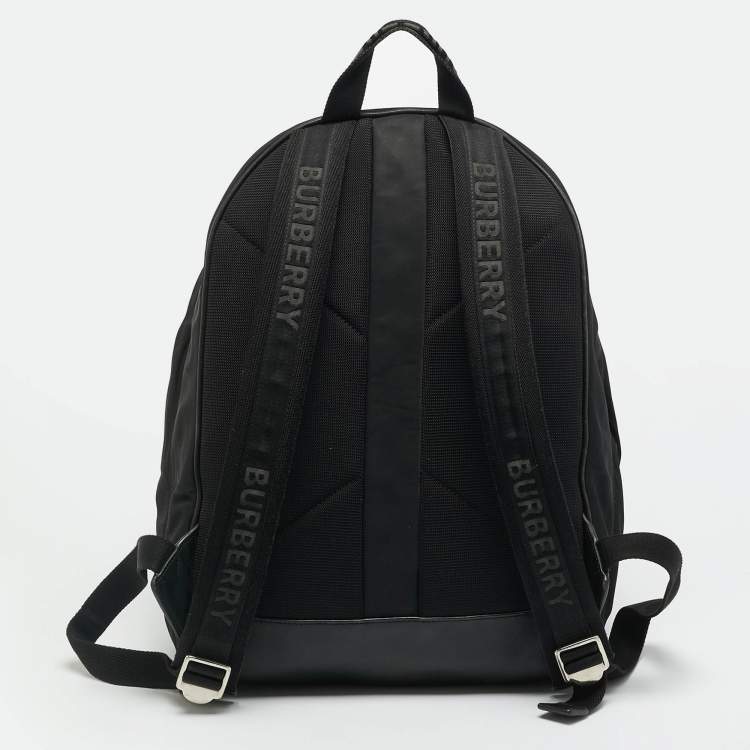 Pre Owned Burberry Black Nylon Logo Print Backpack