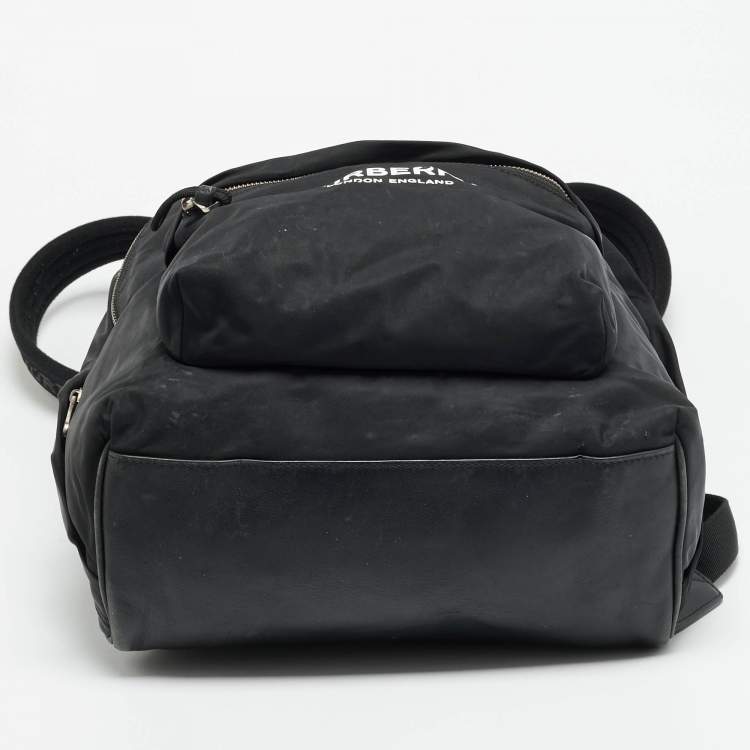 Pre Owned Burberry Black Nylon Logo Print Backpack