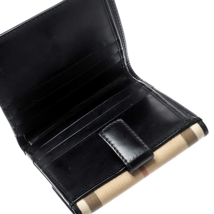 Pre Owned Burberry Beige House Check PVC Bifold Wallet