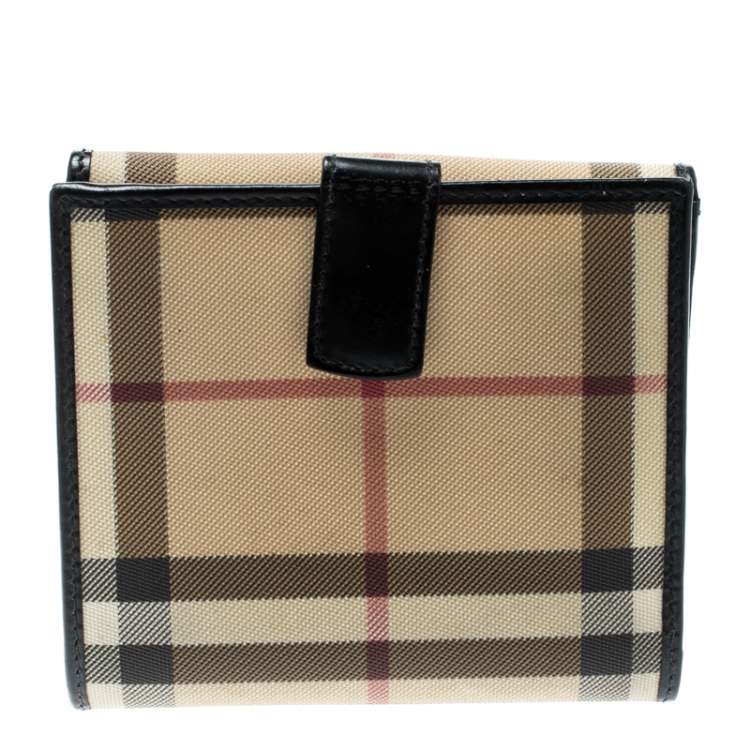 Pre Owned Burberry Beige House Check PVC Bifold Wallet