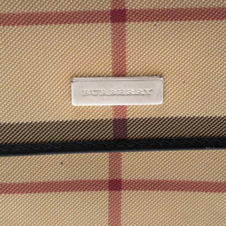 Pre Owned Burberry Beige House Check PVC Bifold Wallet
