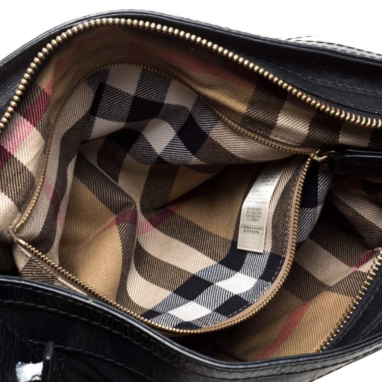 Pre Owned Burberry Black Leather Messenger Bag