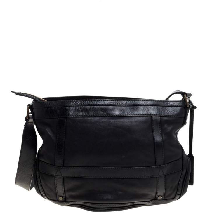 Pre Owned Burberry Black Leather Messenger Bag