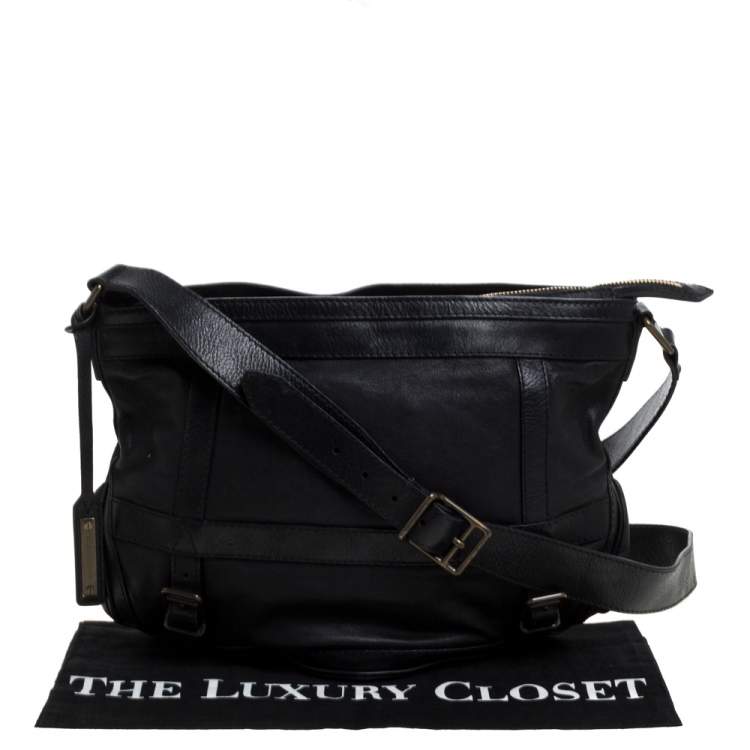 Pre Owned Burberry Black Leather Messenger Bag