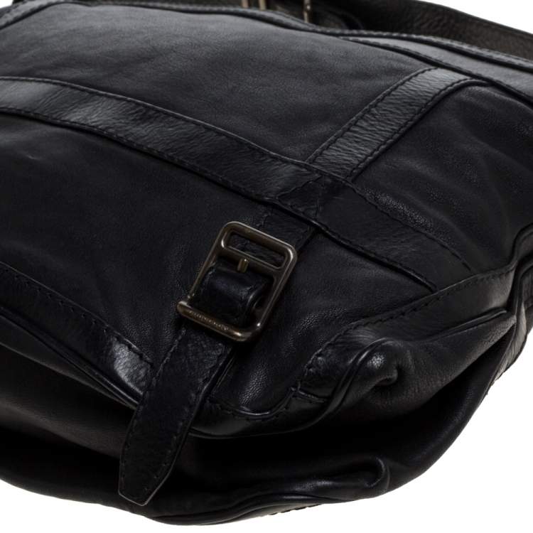 Pre Owned Burberry Black Leather Messenger Bag