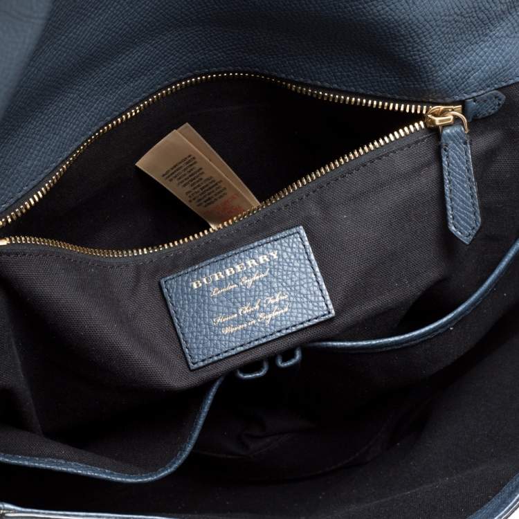 Pre Owned Burberry Blue/Beige Nova Check Canvas and Leather Messenger Bag