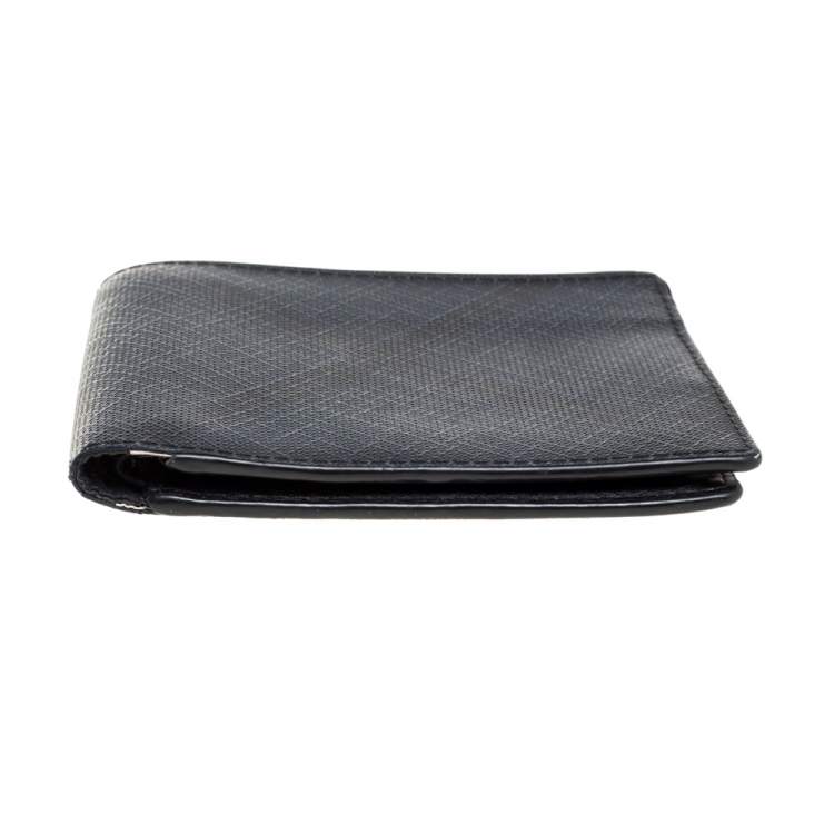 Pre Owned Burberry Navy Blue/Black Check Coated Canvas Bill Bifold Wallet