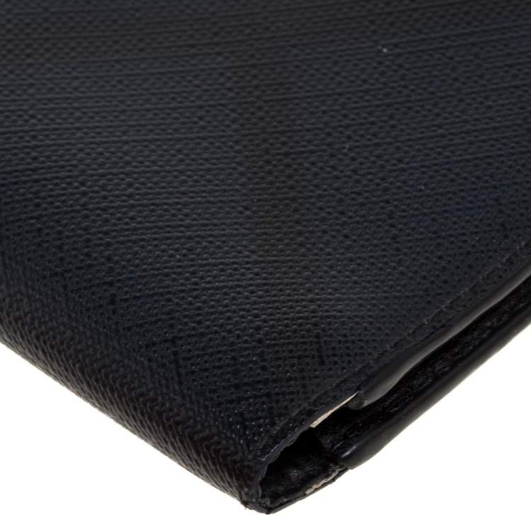 Pre Owned Burberry Navy Blue/Black Check Coated Canvas Bill Bifold Wallet