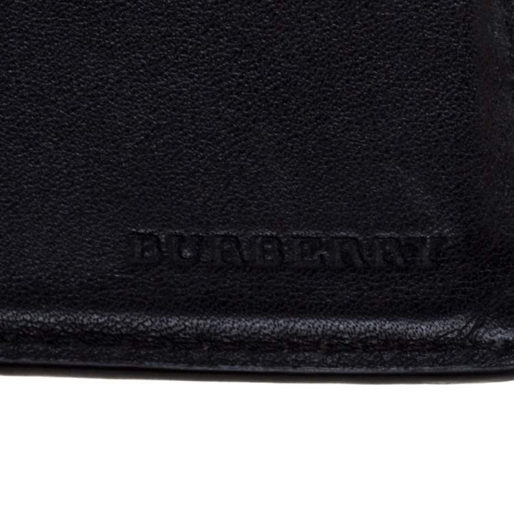 Pre Owned Burberry Navy Blue/Black Check Coated Canvas Bill Bifold Wallet