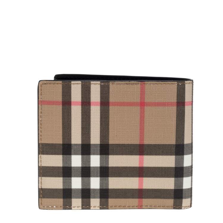 Pre Owned Burberry Beige House Check Coated Canvas Bifold Wallet
