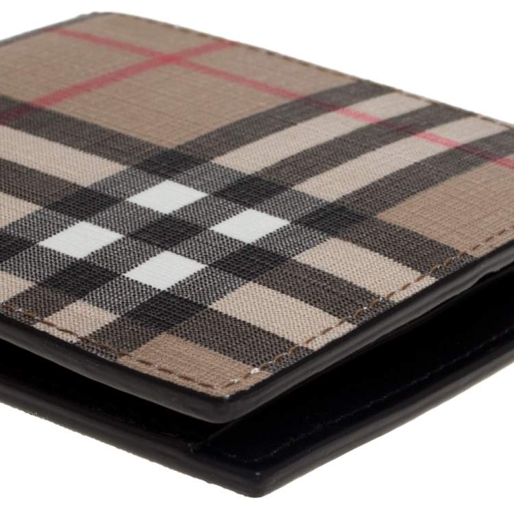 Pre Owned Burberry Beige House Check Coated Canvas Bifold Wallet