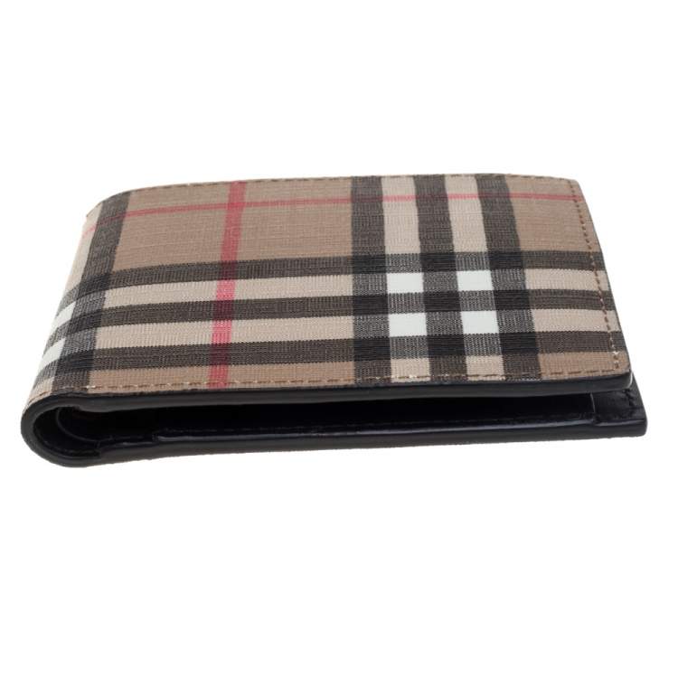 Pre Owned Burberry Beige House Check Coated Canvas Bifold Wallet