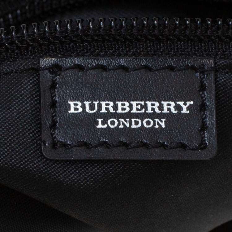 Pre Owned Burberry Black/Beige Vintage Check Nylon Messenger Bag