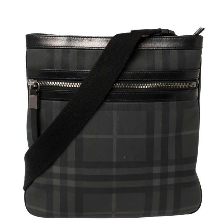 Burberry Black London Check Coated Canvas and Leather Slim Messenger Bag  Burberry | TLC