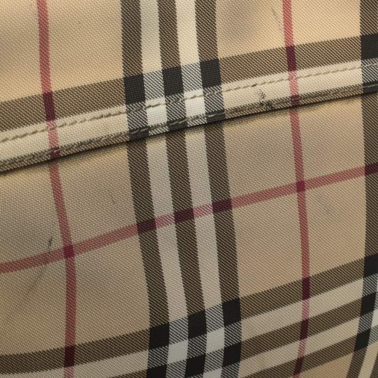 Pre Owned Burberry Beige/Black Nova Check Coated Canvas and Leather Messenger Bag