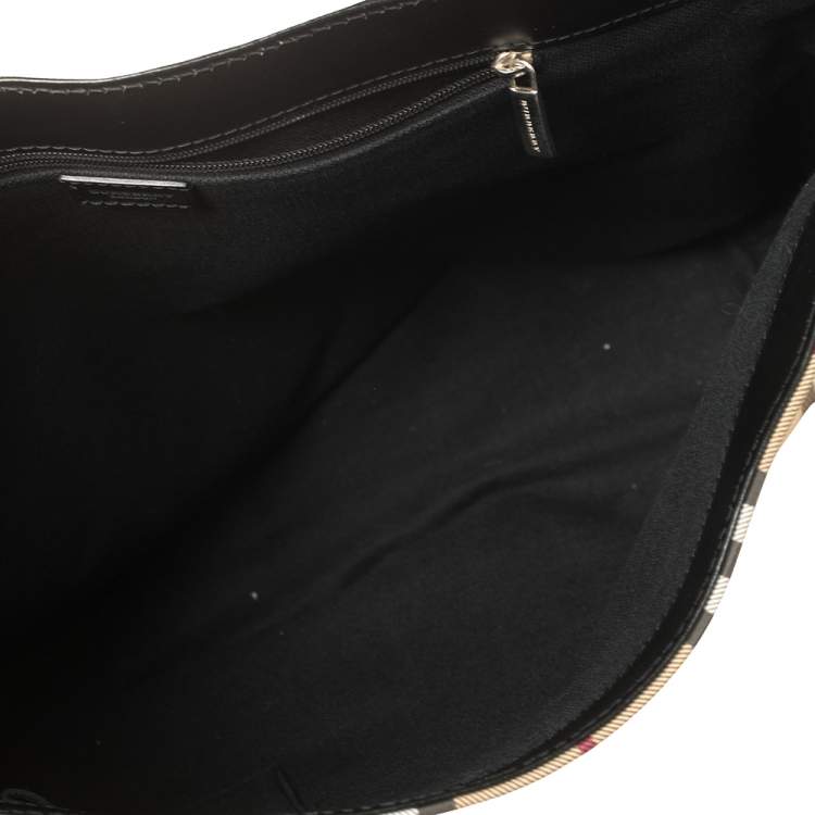 Pre Owned Burberry Beige/Black Nova Check Coated Canvas and Leather Messenger Bag