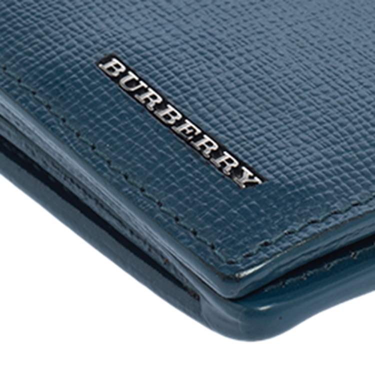 مملوكة مسبقًا Burberry Blue Leather Long Wallet