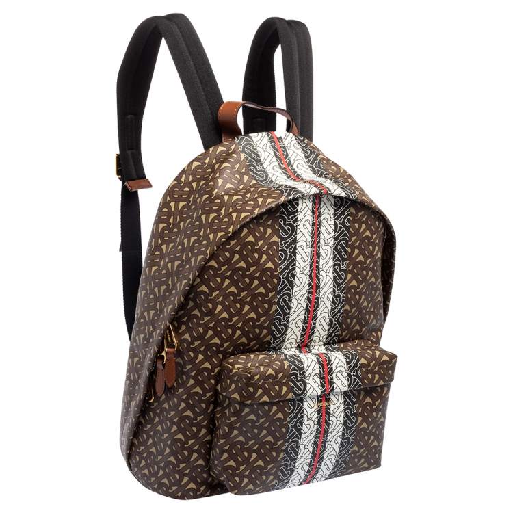Pre Owned Burberry Multicolor TB-Print Coated Canvas and Leather Backpack