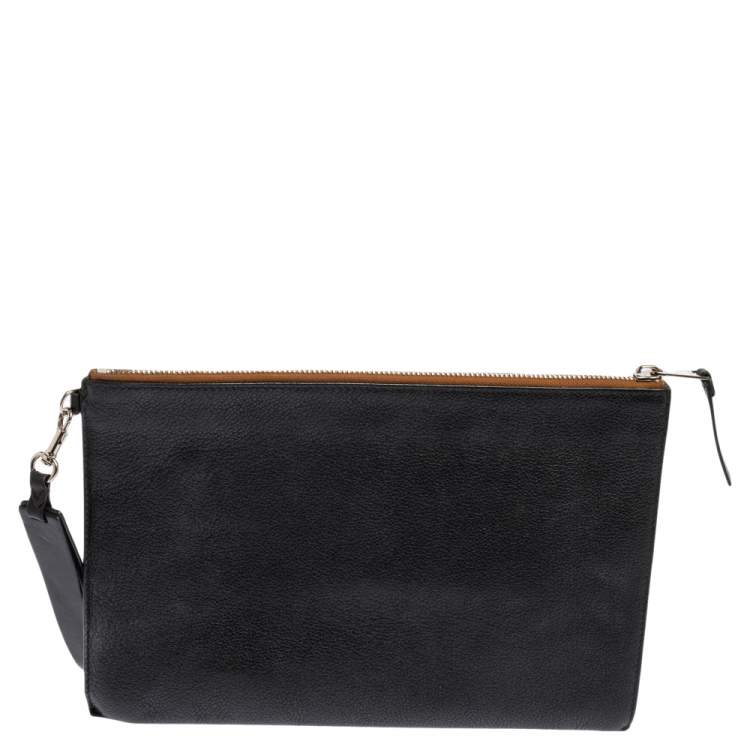 Pre Owned Burberry Black Leather Edin Zip Pouch
