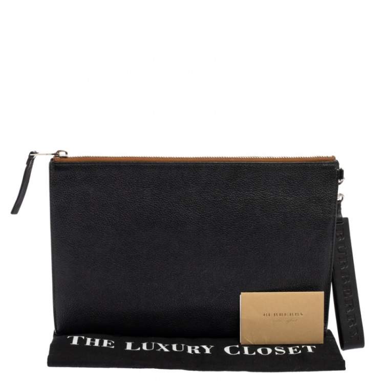 Pre Owned Burberry Black Leather Edin Zip Pouch