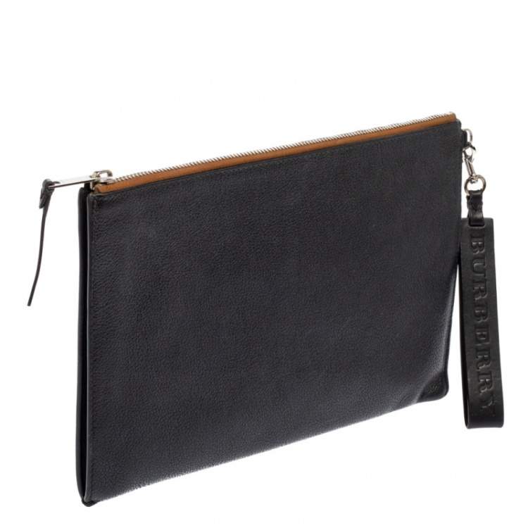 Pre Owned Burberry Black Leather Edin Zip Pouch