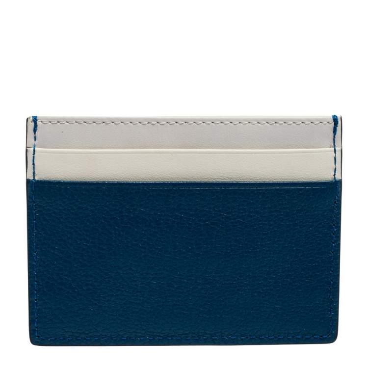 Pre Owned Burberry Blue/White Leather Card Holder 