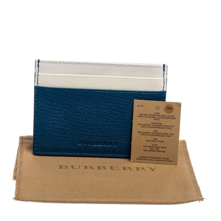 Pre Owned Burberry Blue/White Leather Card Holder 