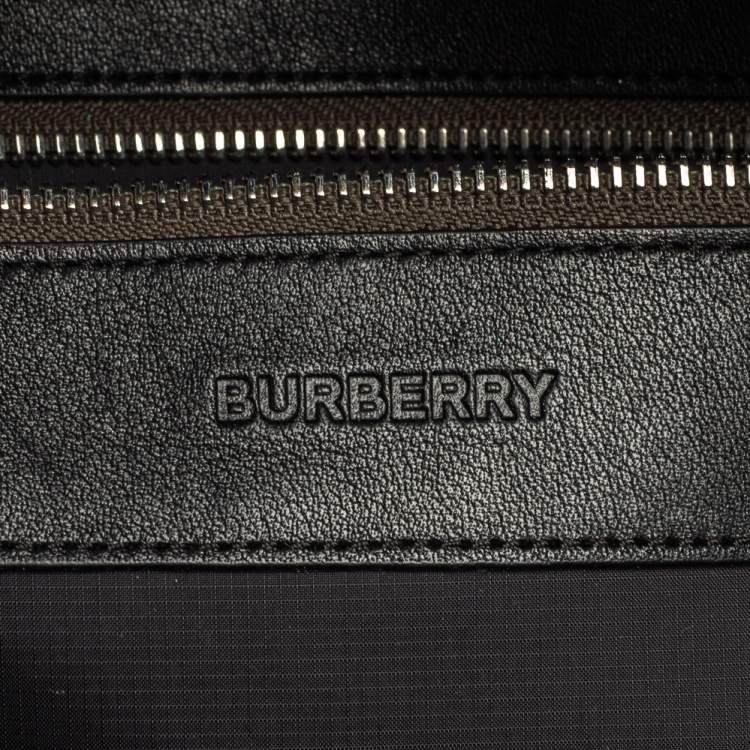 Pre Owned Burberry Green/Black Nylon And Leather Econyl Logo Print Backpack