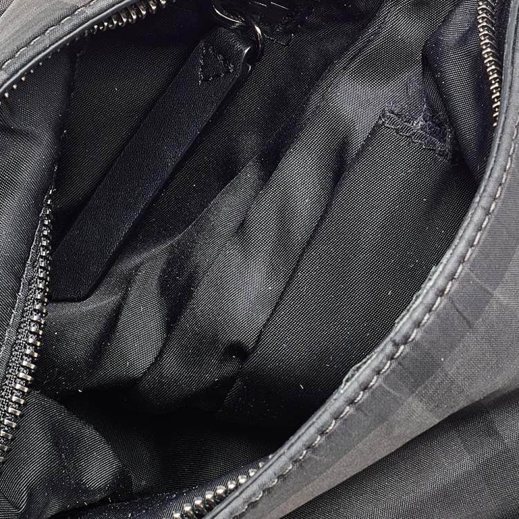 Pre Owned Burberry Black Smoke Check Nylon Messenger Bag