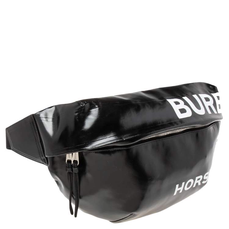Pre Owned Buberry Black Coated Canvas XL Sonny Belt Sling Bag