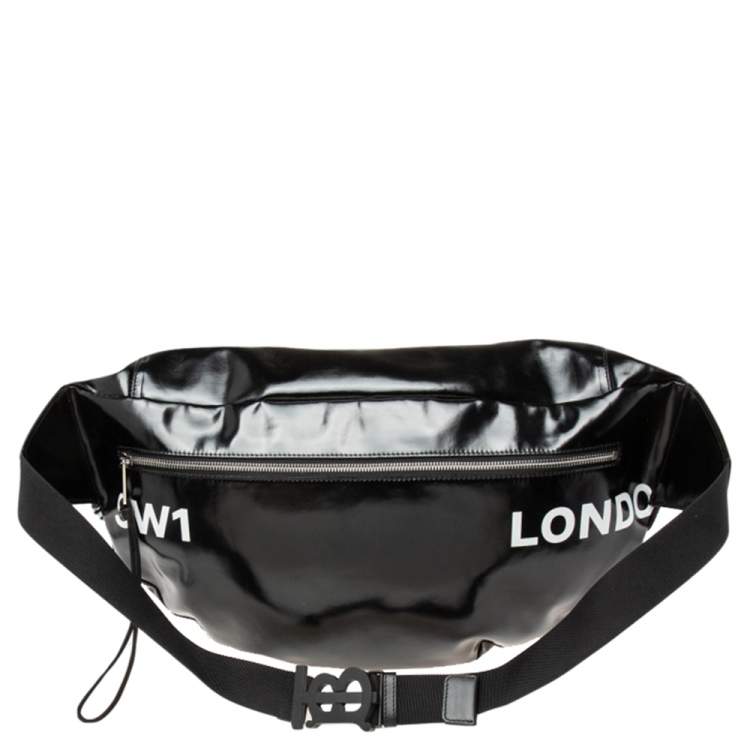 Pre Owned Buberry Black Coated Canvas XL Sonny Belt Sling Bag