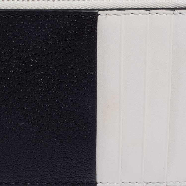 Pre Owned Burberry Black/White Leather Alwyn Zip Card Holder
