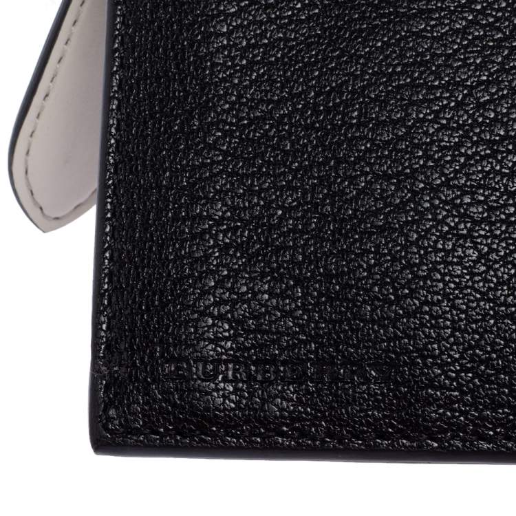 Pre Owned Burberry Black/White Leather Alwyn Zip Card Holder