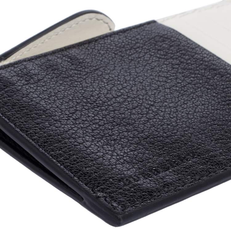 Pre Owned Burberry Black/White Leather Alwyn Zip Card Holder