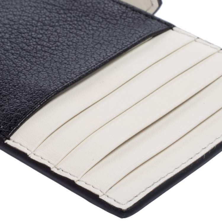 Pre Owned Burberry Black/White Leather Alwyn Zip Card Holder