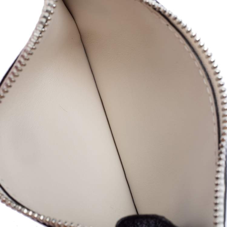 Pre Owned Burberry Black/White Leather Alwyn Zip Card Holder