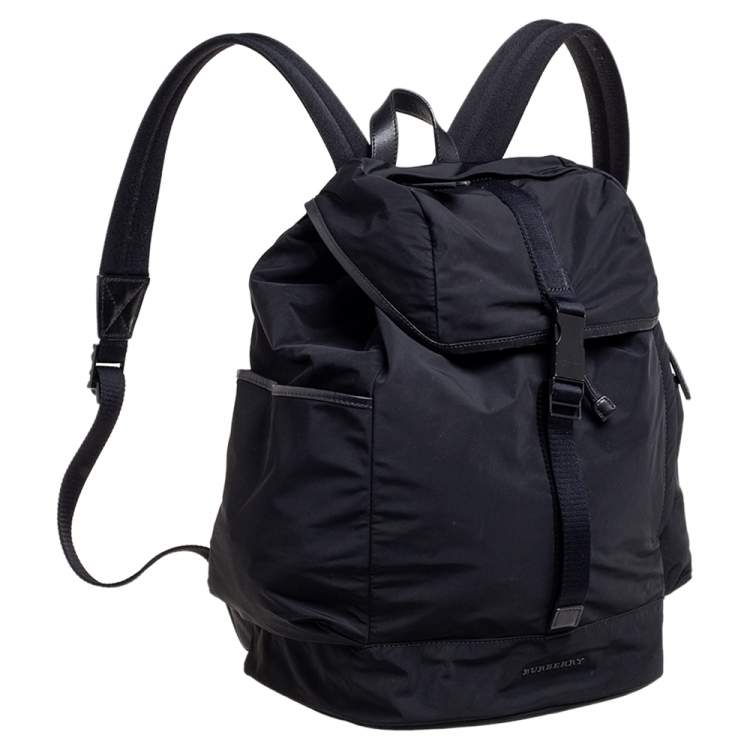 Pre Owned Burberry Black Nylon Drawstring Backpack