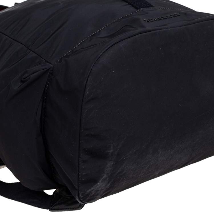 Pre Owned Burberry Black Nylon Drawstring Backpack