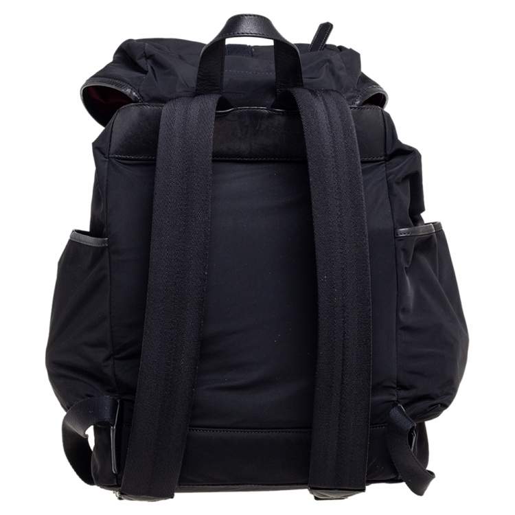 Pre Owned Burberry Black Nylon Drawstring Backpack
