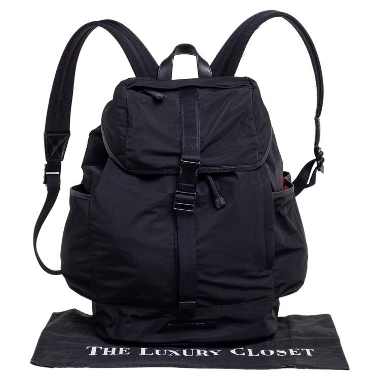 Pre Owned Burberry Black Nylon Drawstring Backpack