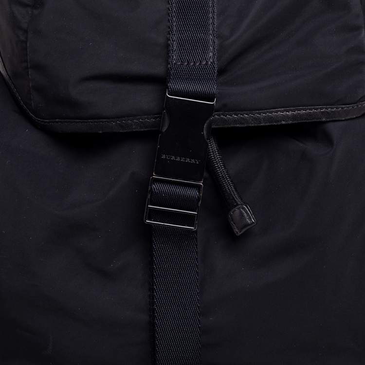 Pre Owned Burberry Black Nylon Drawstring Backpack