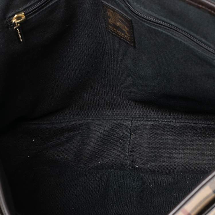 Pre Owned Burberry Beige/Brown Haymarket Coated Canvas and Leather Newton Messenger Bag