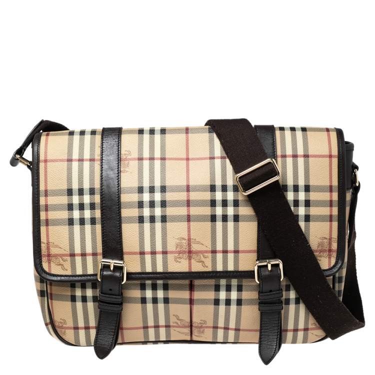 Beige/Brown Haymarket Coated Canvas and Leather Newton Messenger Bag Burberry | TLC
