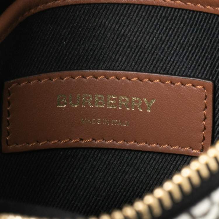 Pre Owned Burberry Brown TB Monogram Coated Canvas and Leather Thornton Messenger Bag