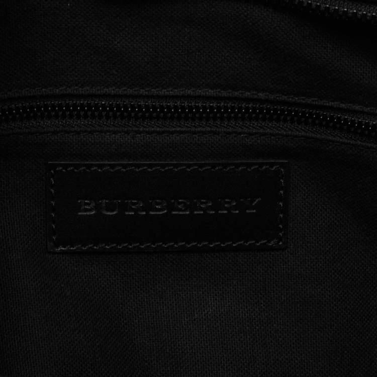 Pre Owned Burberry Beige/Black Haymarket Check Coated Canvas Vertical Tote