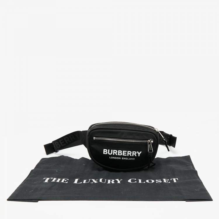 Pre Owned Burberry Black Logo Print Nylon Cannon Bum Bag